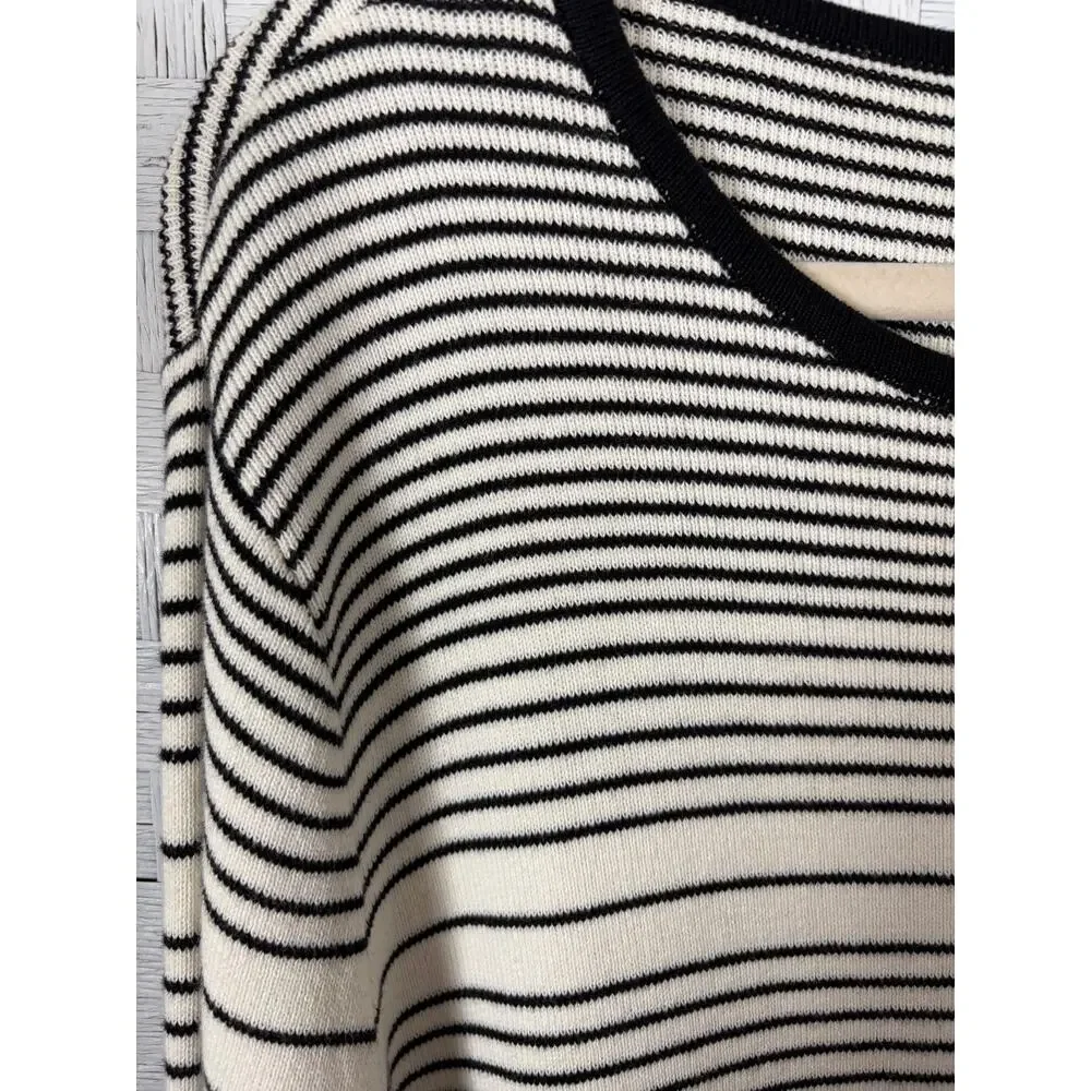 Liz Claiborne womens sweater lightweight spring black white striped Plus Sz￼￼ - Picture 4 of 9